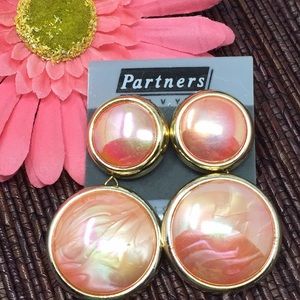 New Peach Iridescent Earrings Drop Dangle Pierced